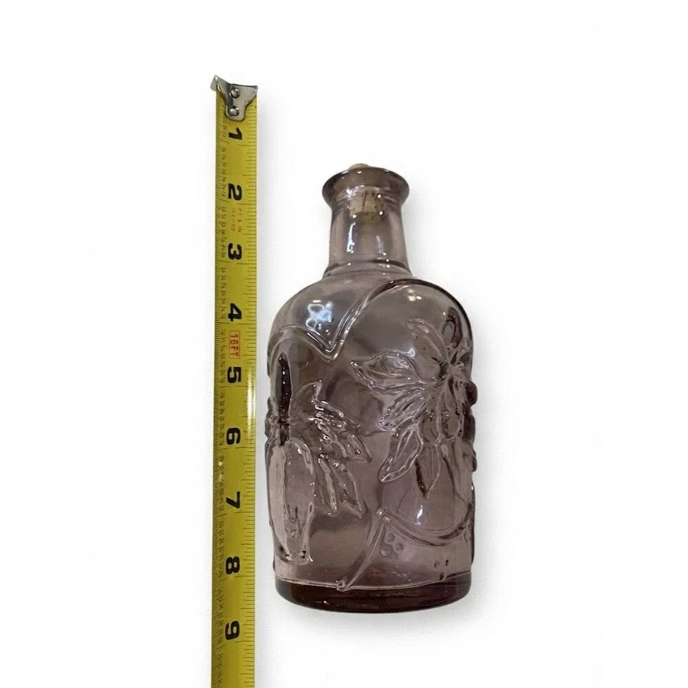 vintage 1980s Libbey of Canada embossed fruit glass decanter Purple Victorian 3D